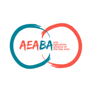 Org logo, two connected painterly circles in blue and red, text says AEABA