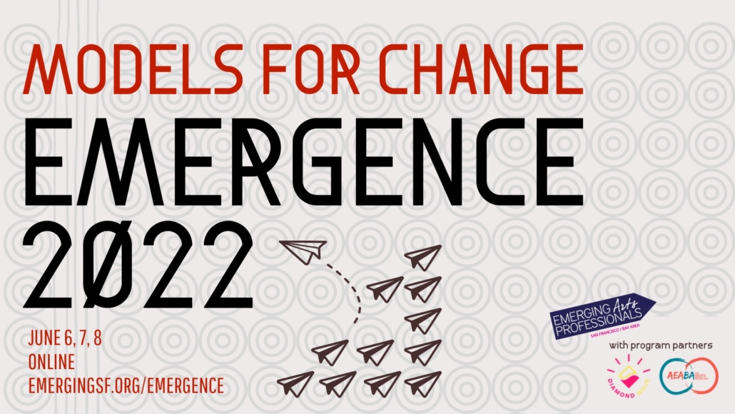 Event banner with warm gray background and red and brawn text text; concentric circle pattern in the background, image includes a drawing of several paper planes, with one flying in a different direction from the rest